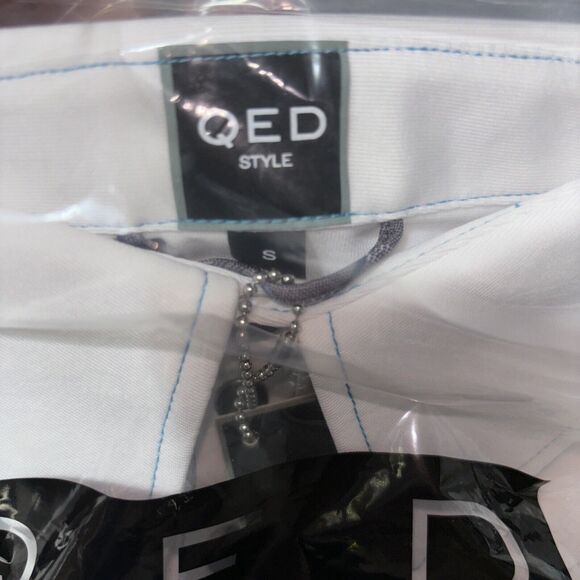 QED style mens Small White polo With Blue Thread Lining NWT - Picture 3 of 5